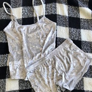 Velvet PJ shorts and top set